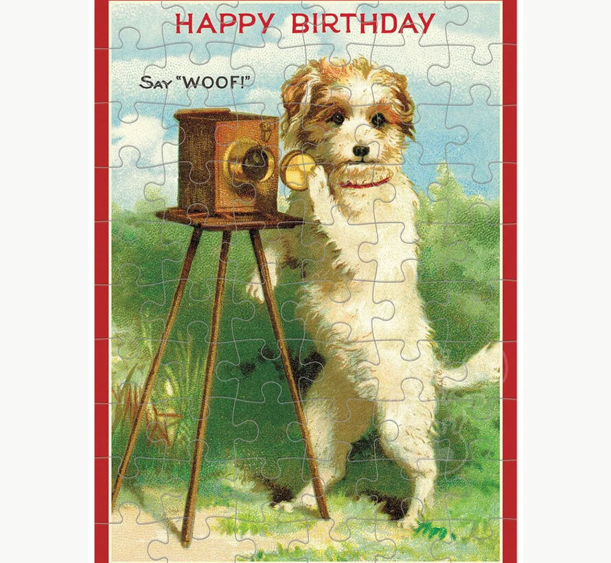 Cavallini Happy Birthday Dog Greeting Card Puzzle 60pcs