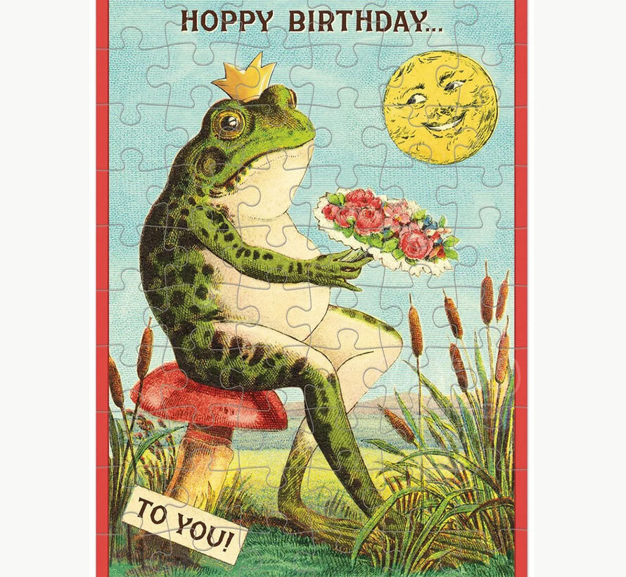 Cavallini Happy Birthday Frog Greeting Card Puzzle 60pcs