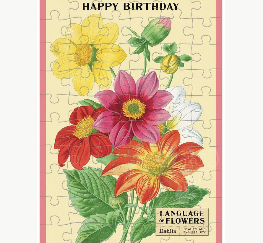 Cavallini Happy Birthday Language of Flowers  Greeting Card Puzzle 60pcs