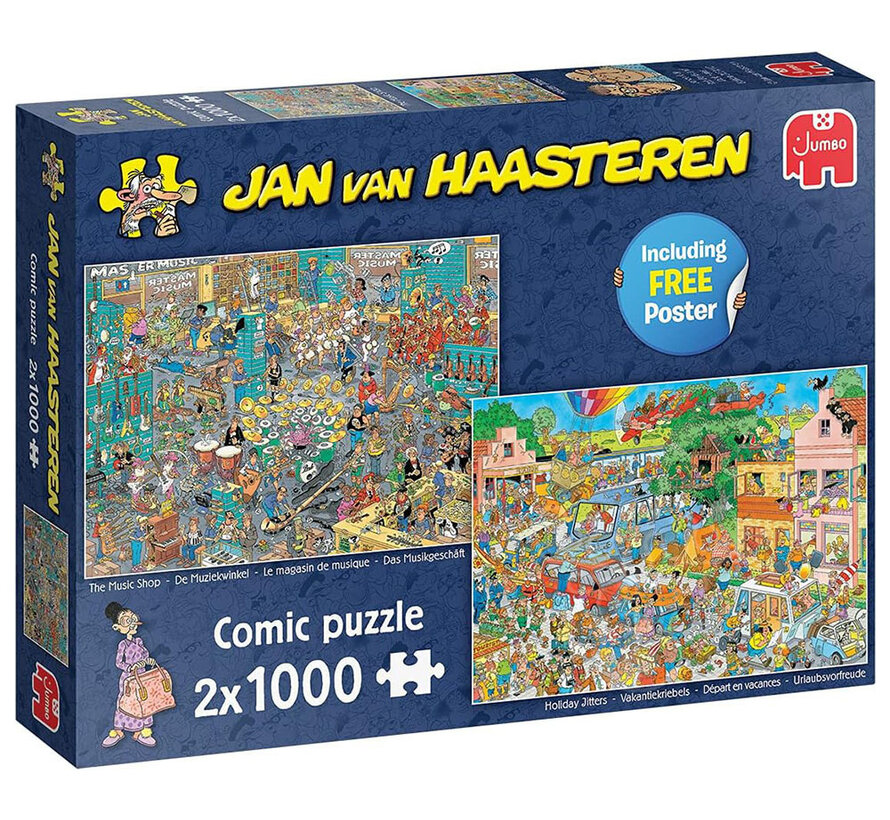 Jumbo Jan van Haasteren - The Music Shop & Holiday Jitters Puzzle 2 x 1000pcs