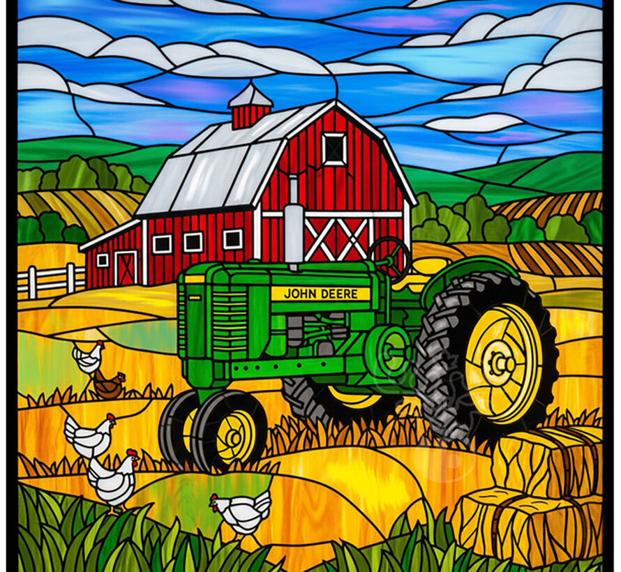 Springbok John Deere Stained Glass Farm Puzzle 500pcs