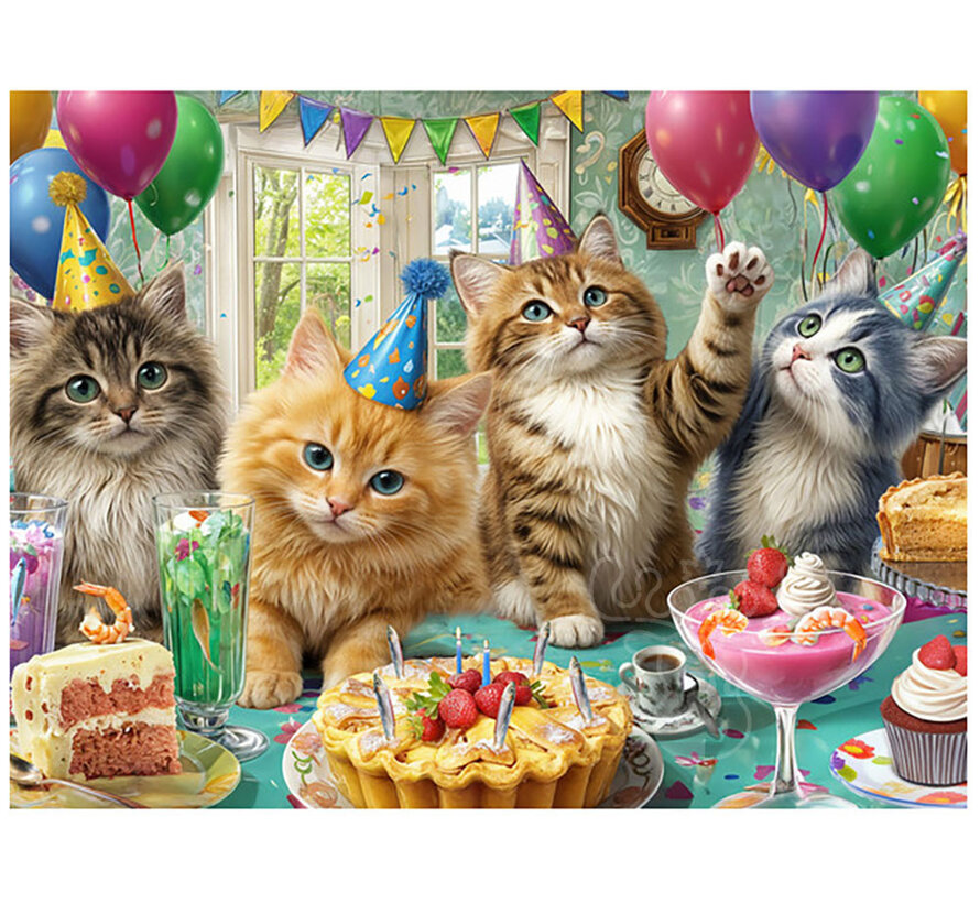 Springbok Cat Birthday Party Puzzle 500pcs