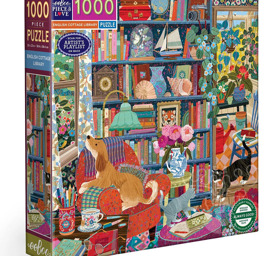 eeBoo English Cottage Library Puzzle 1000pcs