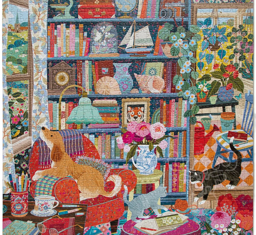 eeBoo English Cottage Library Puzzle 1000pcs