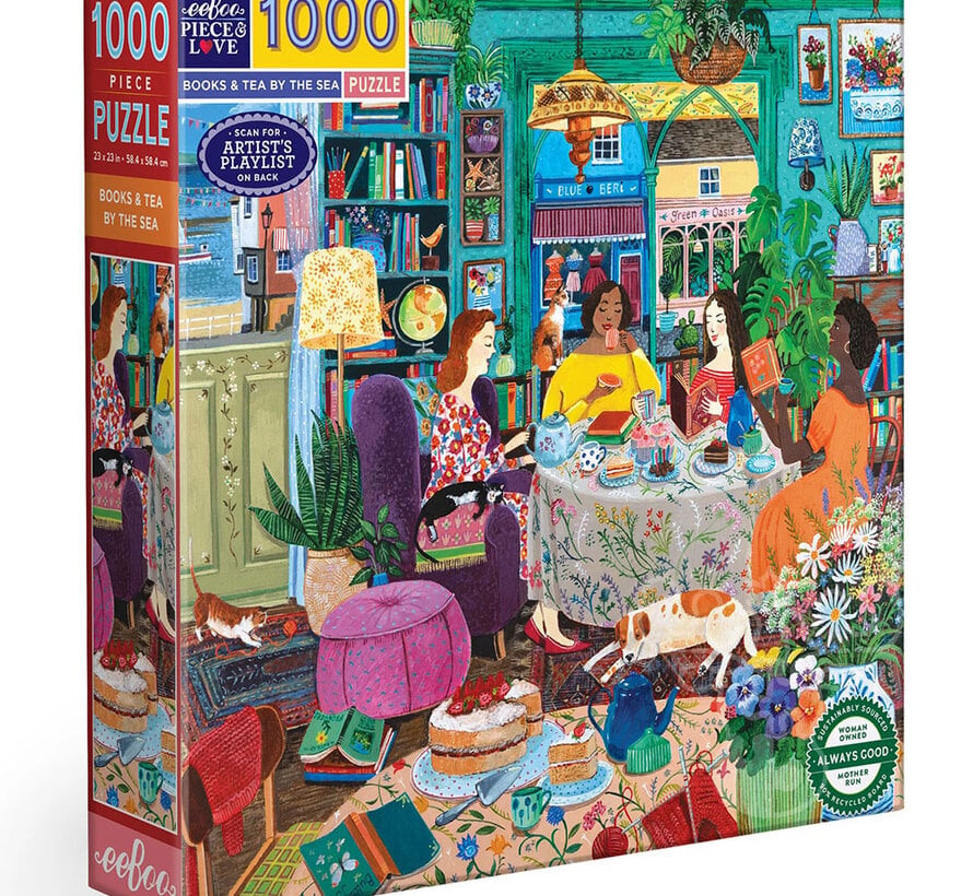 eeBoo Books & Tea by the Sea Puzzle 1000pcs