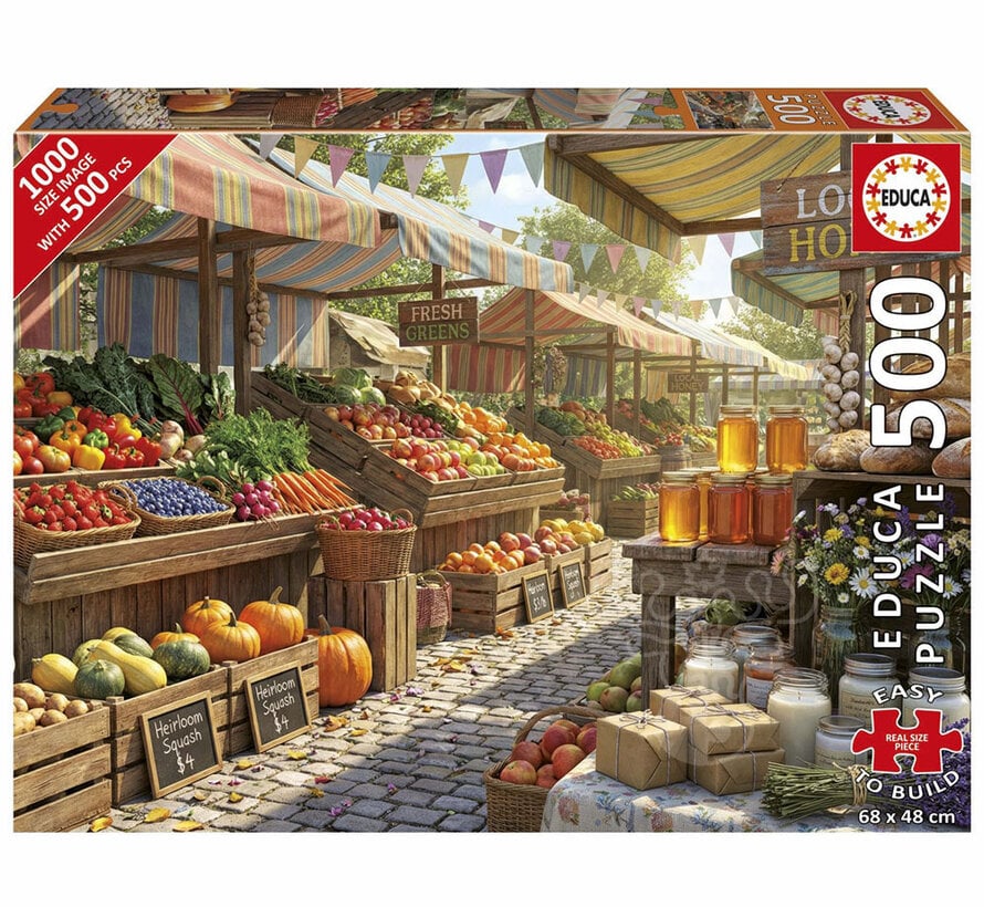 Educa Sunny Farm Market Puzzle 500pcs Larger Pieces