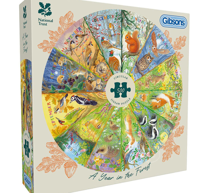 Gibsons National Trust: A Year in the Forest Circular Puzzle 500pcs