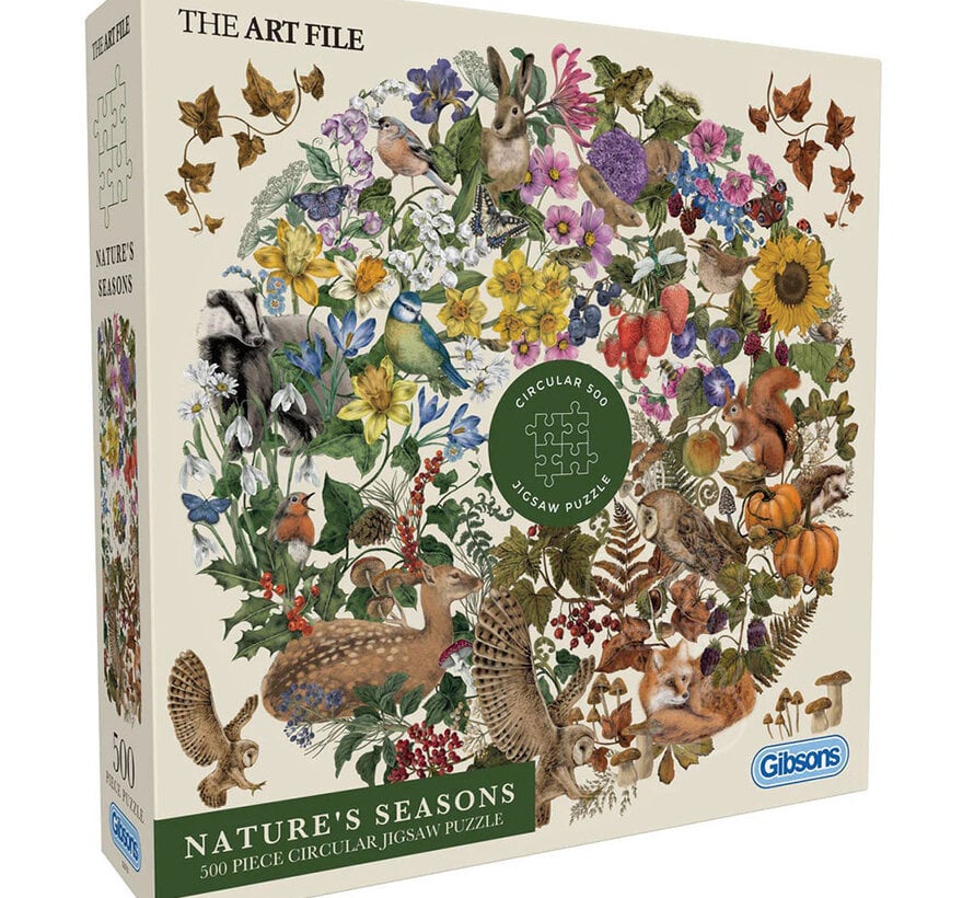 Gibsons The Art File: Nature's Seasons Circular Puzzle 500pcs