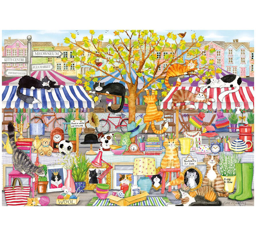 Gibsons Flea Market Moggies Puzzle 100pcs XXL