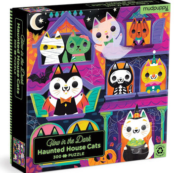 Mudpuppy Mudpuppy Glow in the Dark Haunted House Cats Puzzle 300pcs