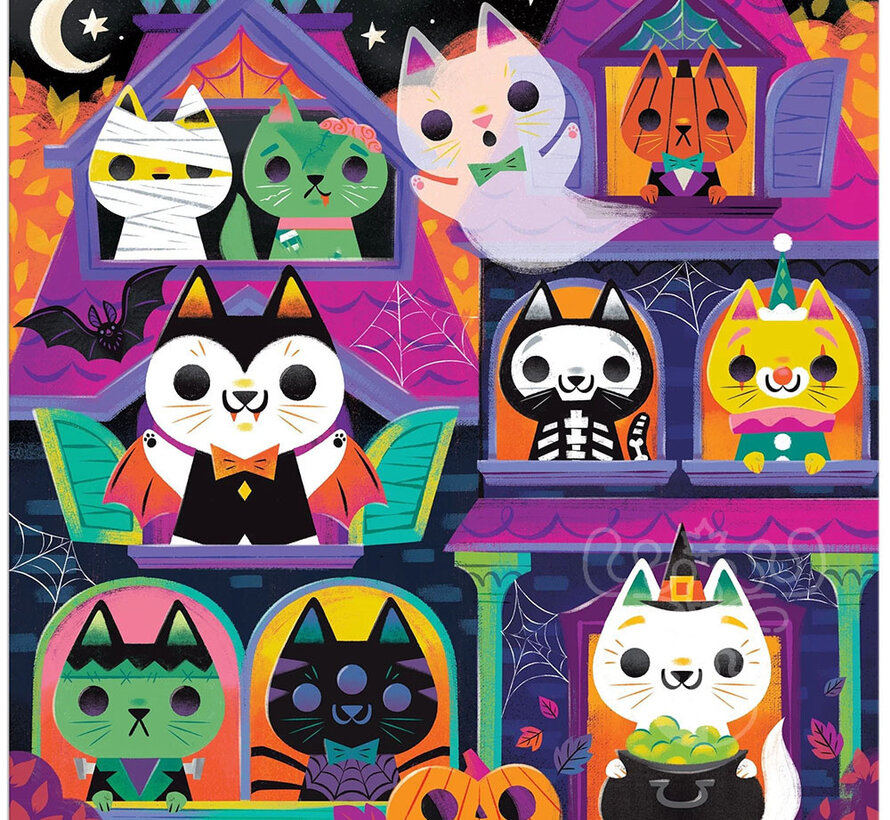 Mudpuppy Glow in the Dark Haunted House Cats Puzzle 300pcs