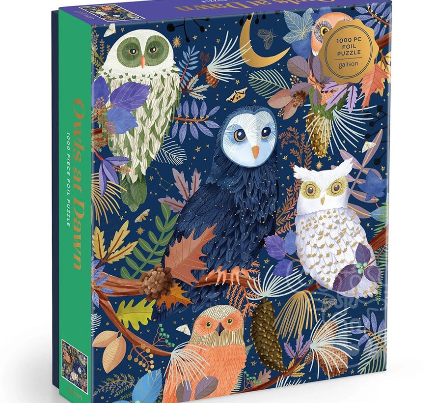 Galison Owls At Dawn Foil Puzzle 1000pcs