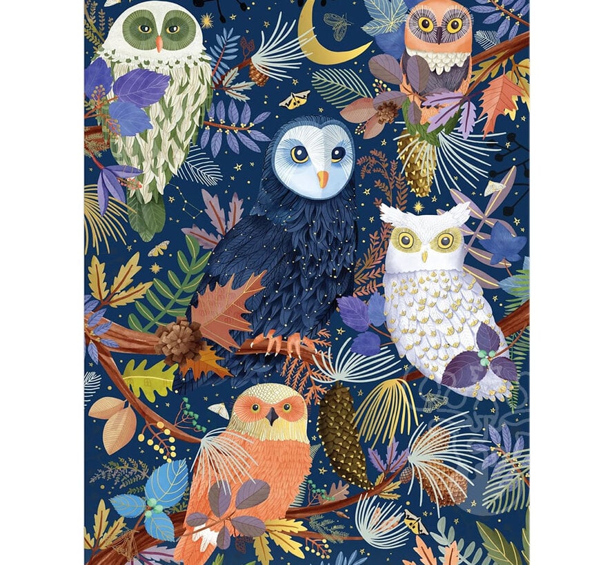 Galison Owls At Dawn Foil Puzzle 1000pcs