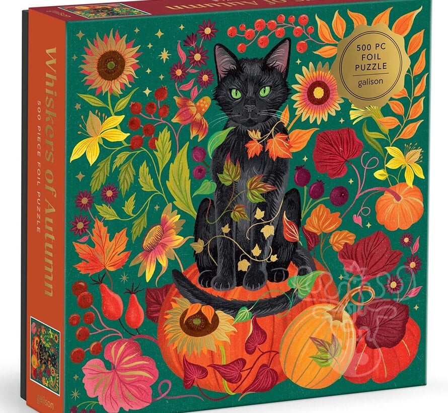 Galison Whiskers of Autumn Foil Puzzle 500pcs