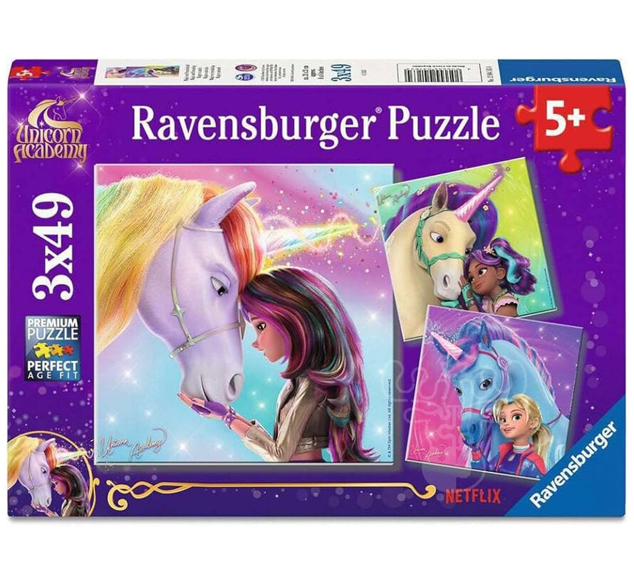 Ravensburger Unicorn Academy: Magic and Friendship Puzzle 3 x 49pcs
