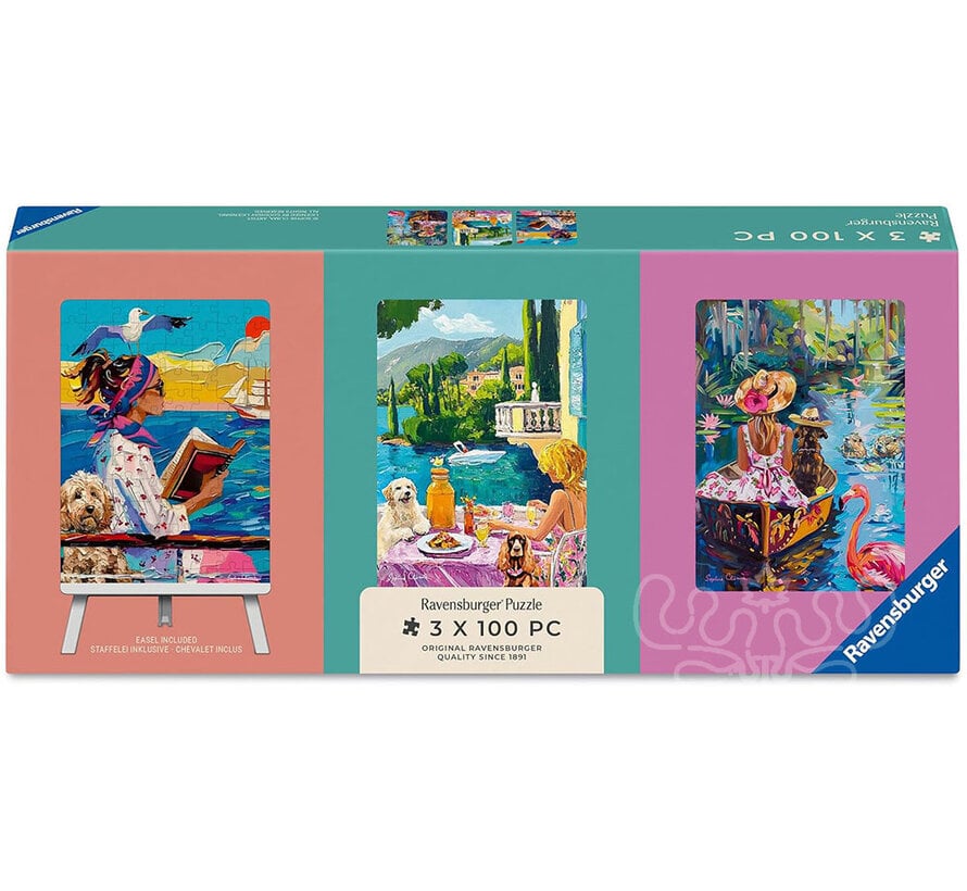 Ravensburger Have Dog, Will Travel Mini Puzzle 3 x 100pcs with Easel