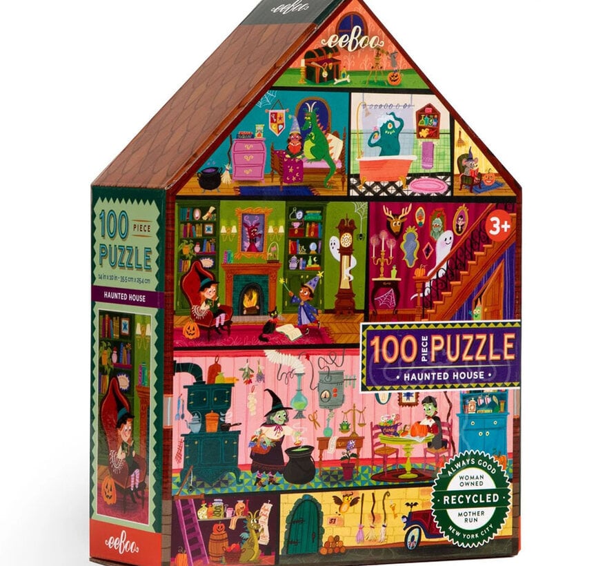 eeBoo Haunted House Puzzle 100pcs Shaped Box