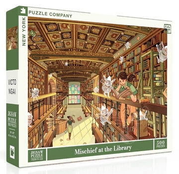 New York Puzzle Company New York Puzzle Co. Victo Ngai: Mischief at the Library Puzzle 500pcs