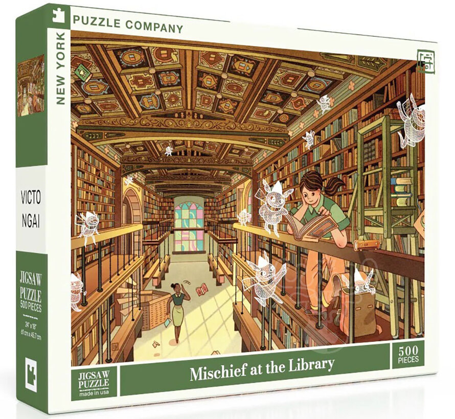 New York Puzzle Co. Victo Ngai: Mischief at the Library Puzzle 500pcs