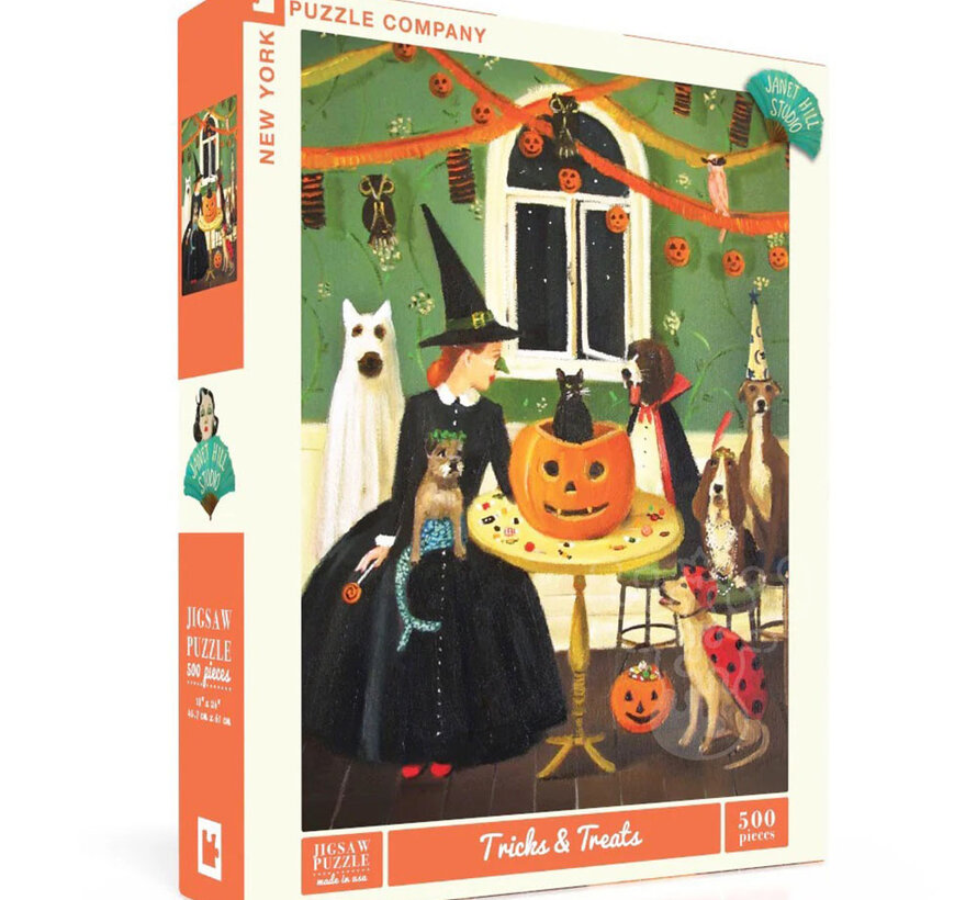 New York Puzzle Co. Janet Hill: Tricks & Treats Puzzle 500pcs