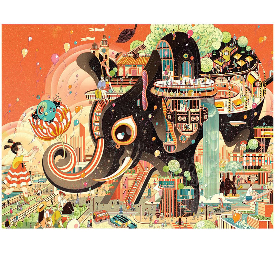 New York Puzzle Co. Victo Ngai: The Great Elephant Puzzle 1000pcs