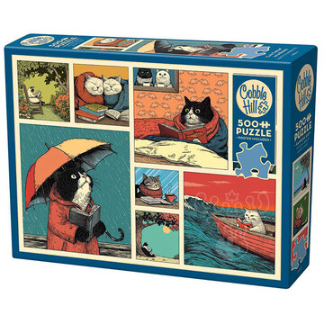 Cobble Hill Puzzles Cobble Hill Cats Chillin With Books Puzzle 500pcs