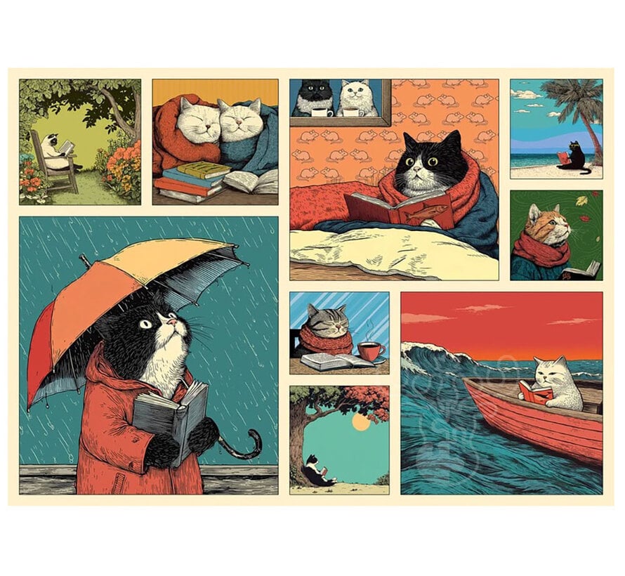Cobble Hill Cats Chillin With Books Puzzle 500pcs