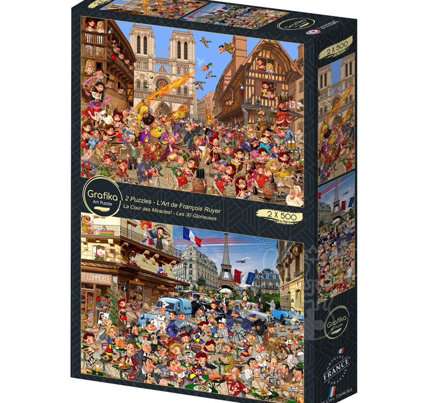 Grafika The Art of François Ruyer: La Cour Des Miracles - Les 30 Glorieuses Puzzle 2 x 500pcs