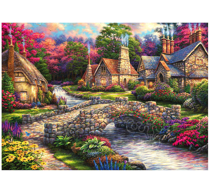 Grafika The Art of Chuck Pinson: Storybook Cottages - This Side of the Sea Puzzle 2 x 500pcs