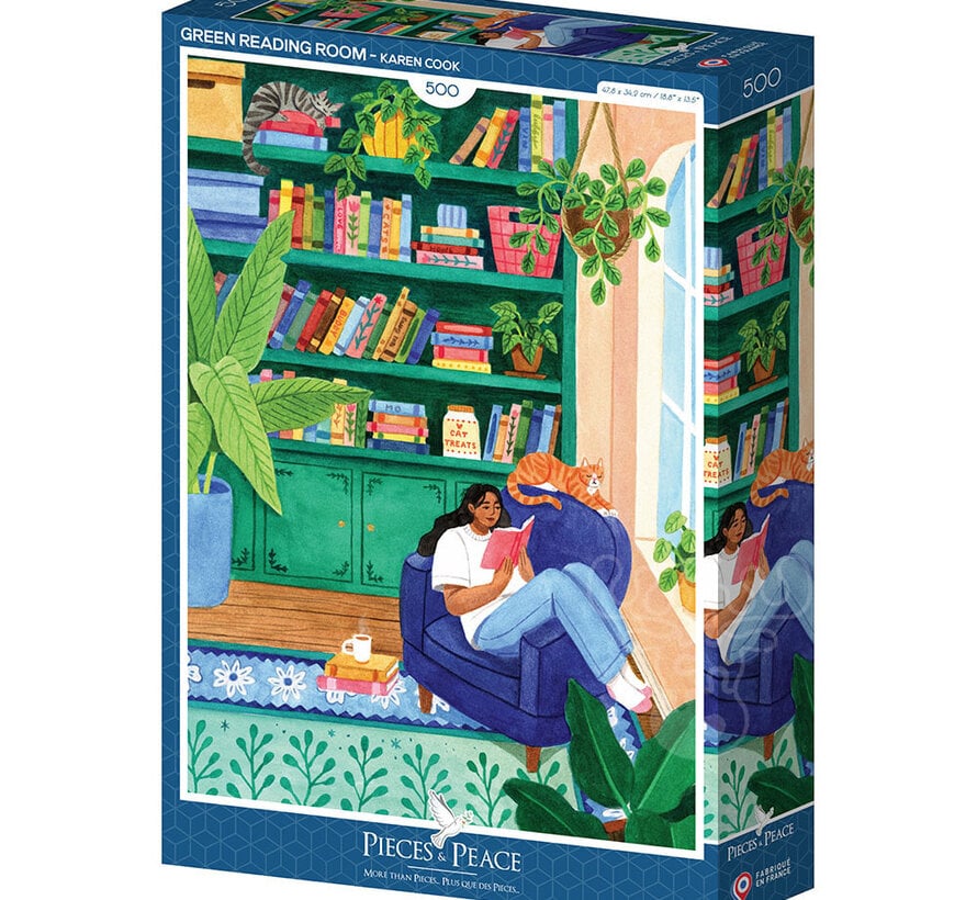 Pieces & Peace Green Reading Room Puzzle 500pcs