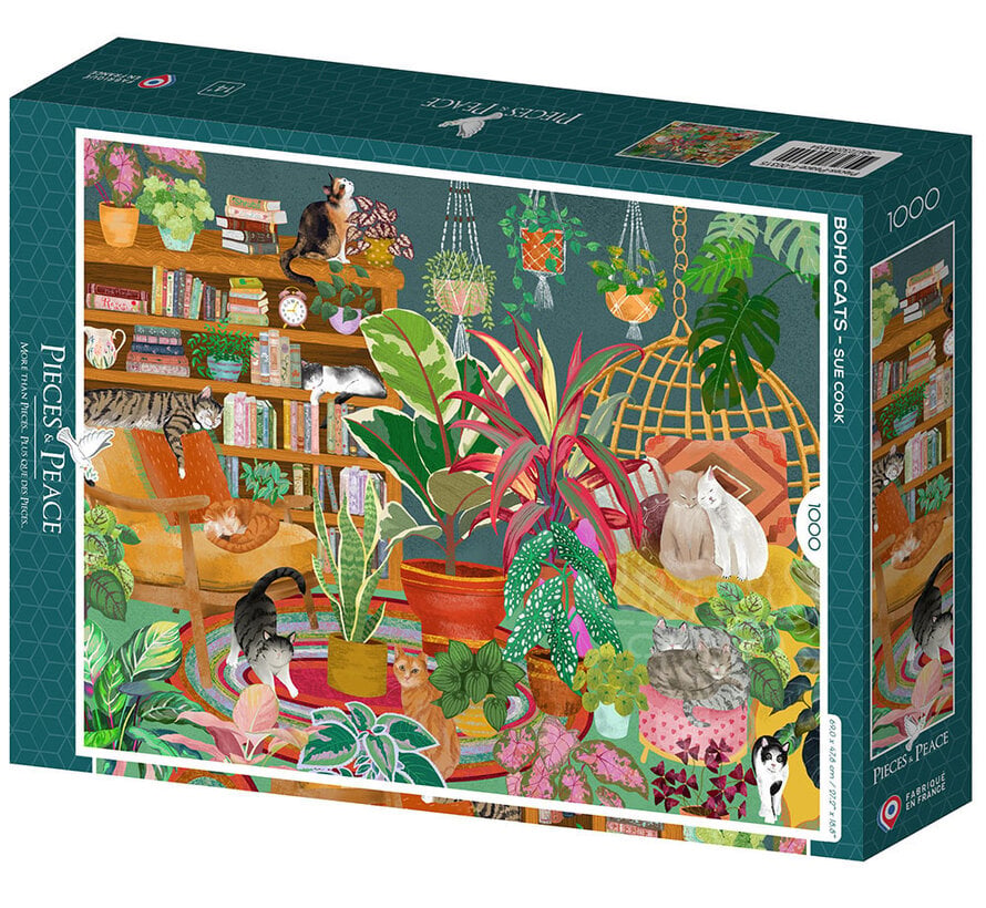 Pieces & Peace Boho Cats Puzzle 1000pcs