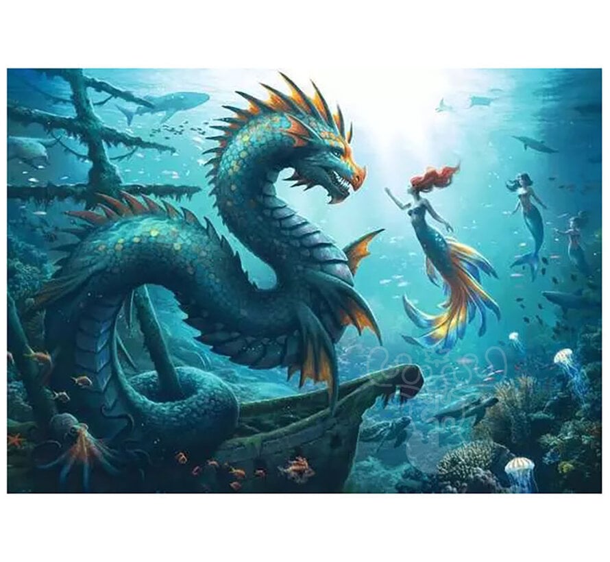 Ravensburger Enchanted Depths - Dragon, Mermaid, and Turtles Puzzle 1000pcs - Import