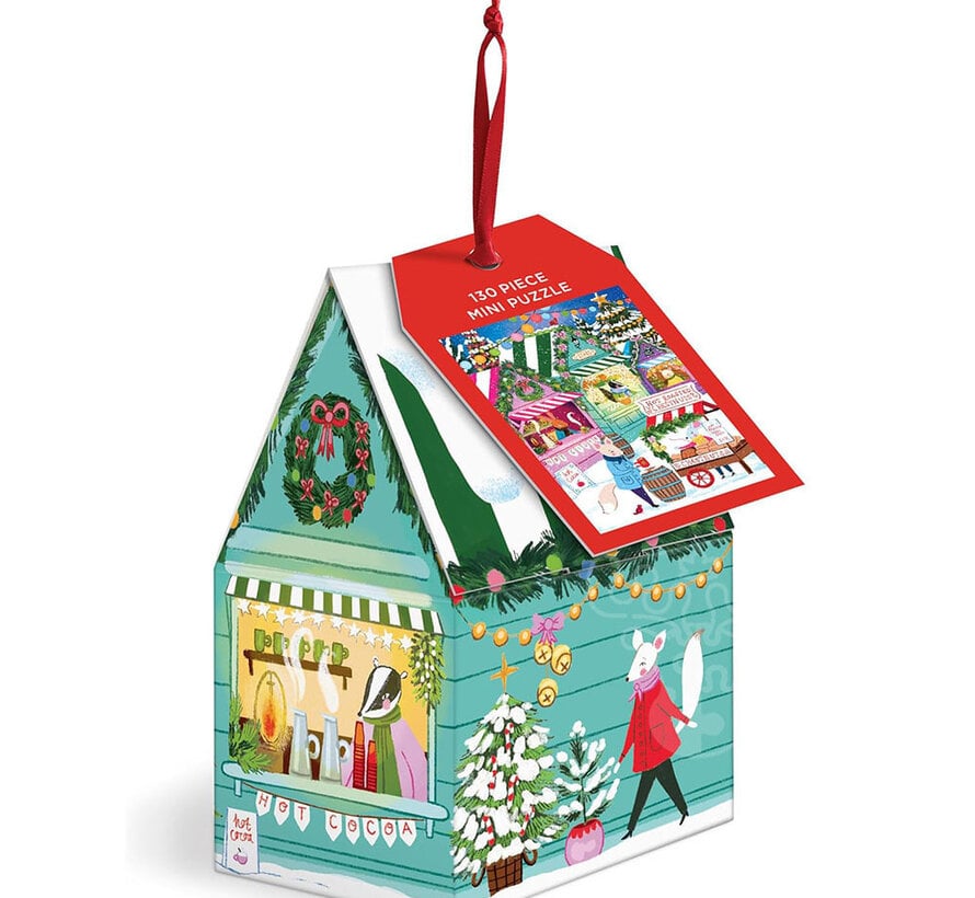 Galison Holiday Market Mini Puzzle 130pcs Ornament Box