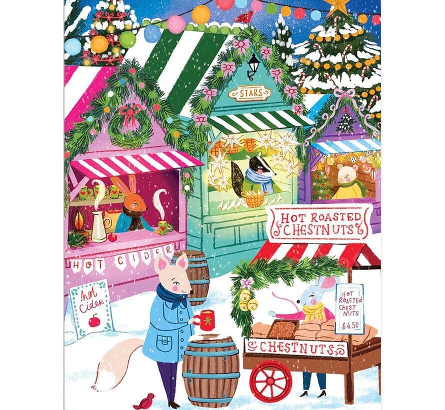 Galison Holiday Market Mini Puzzle 130pcs Ornament Box