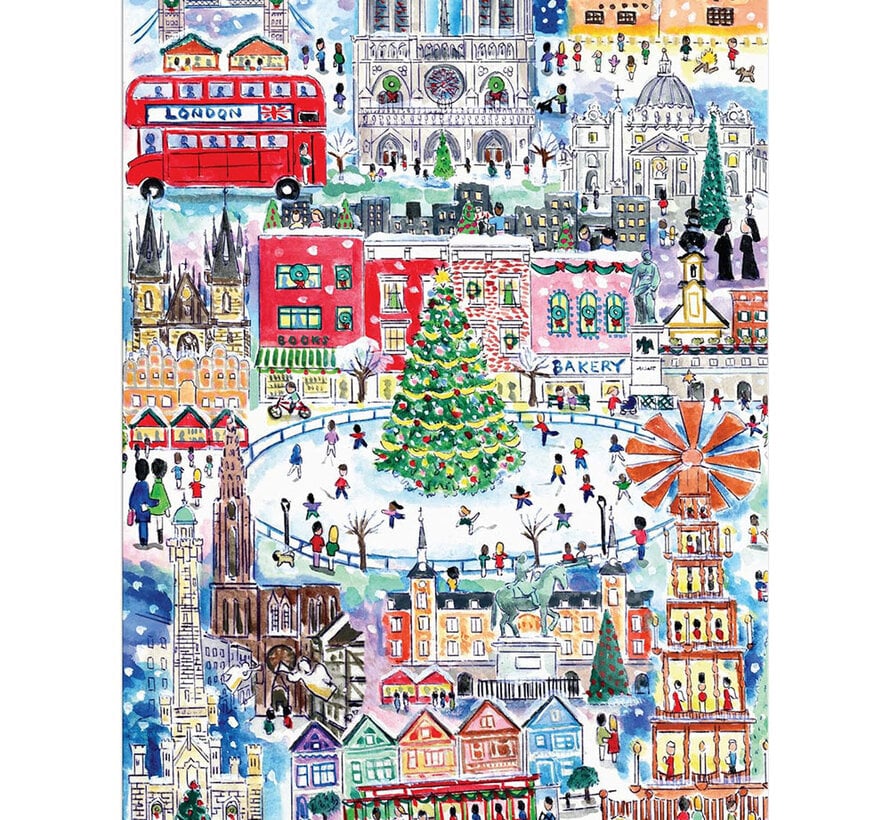 Galison Michael Storrings Christmas Around The World Puzzle 1500pcs