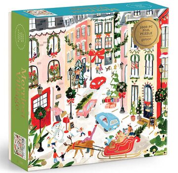 Galison Galison Merriest Village Foil Puzzle 1000pcs