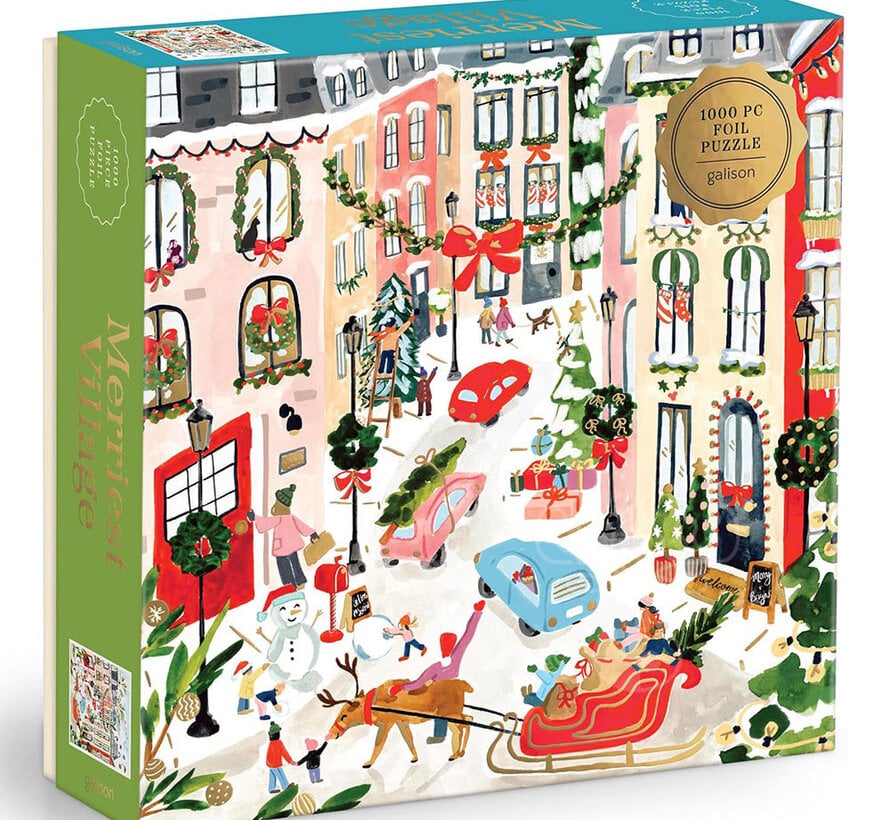 Galison Merriest Village Foil Puzzle 1000pcs