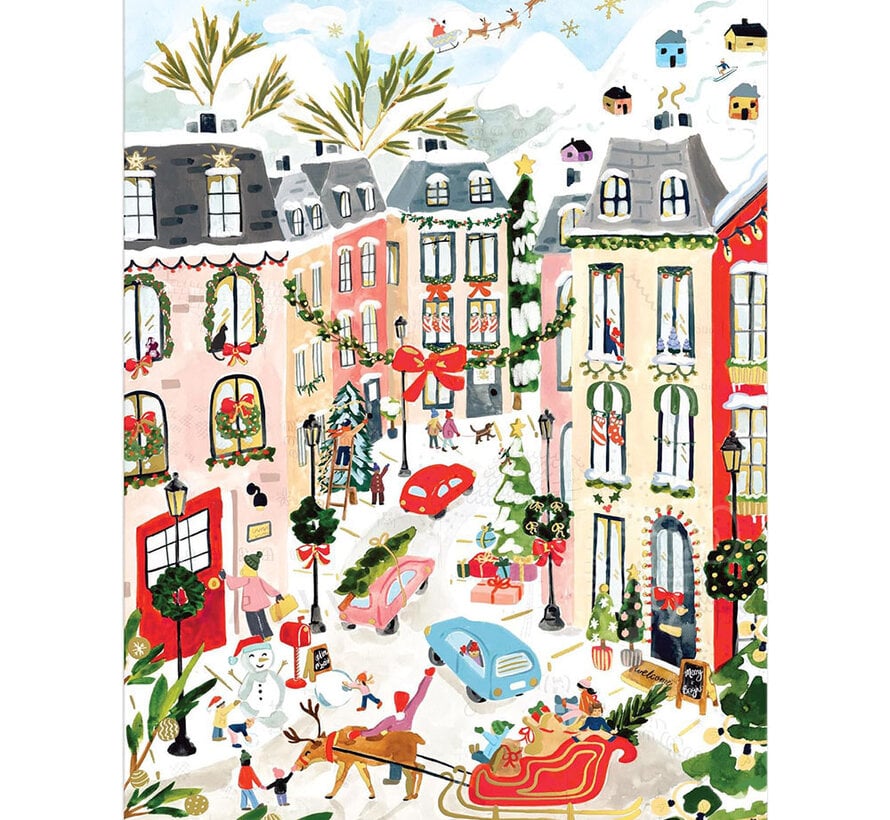 Galison Merriest Village Foil Puzzle 1000pcs