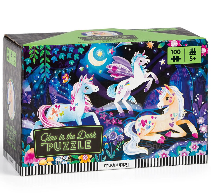 Mudpuppy Unicorn Dreams Glow in the Dark Puzzle 100pcs
