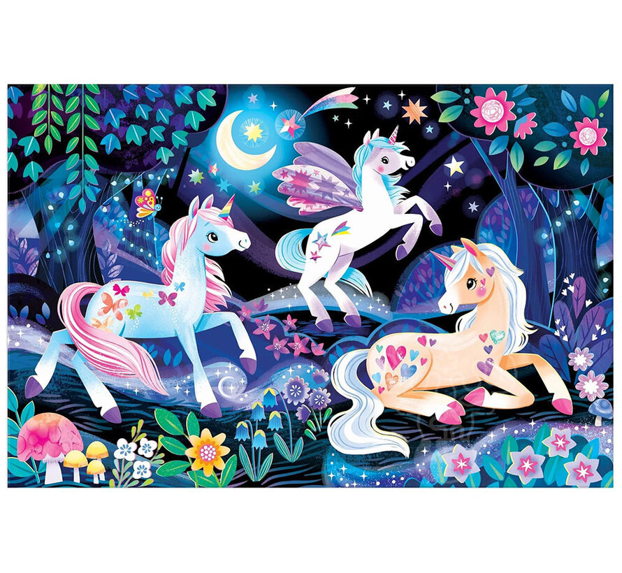Mudpuppy Unicorn Dreams Glow in the Dark Puzzle 100pcs