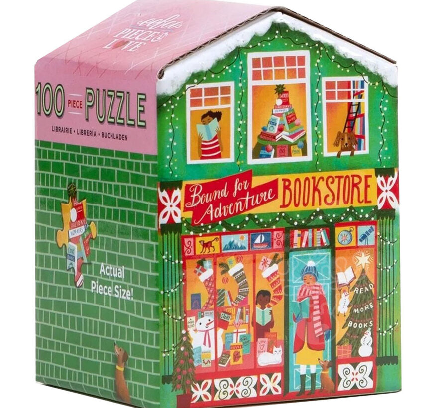 eeBoo Christmas Market Bookstore Puzzle 100pcs