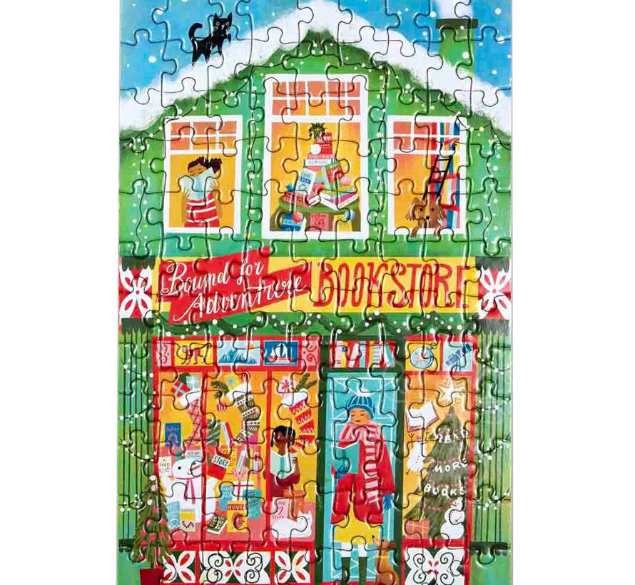 eeBoo Christmas Market Bookstore Puzzle 100pcs