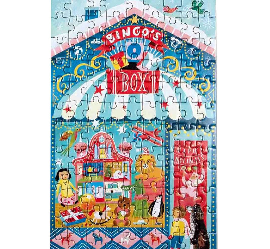 eeBoo Christmas Market Bingo's Toy Box Puzzle 100pcs