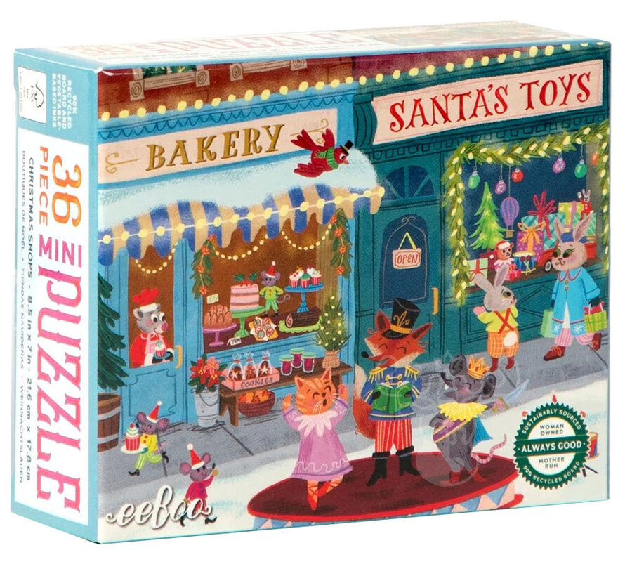eeBoo Christmas Village: Christmas Shops Mini Puzzle 36pcs