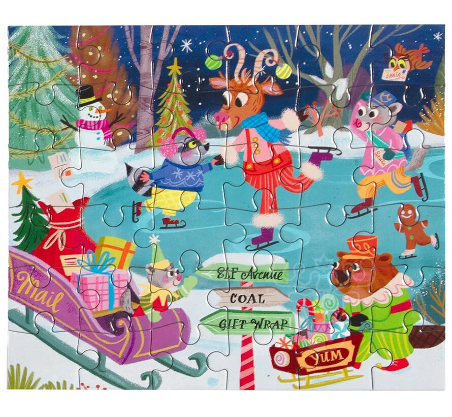 eeBoo Christmas Village: Skating Pond Mini Puzzle 36pcs