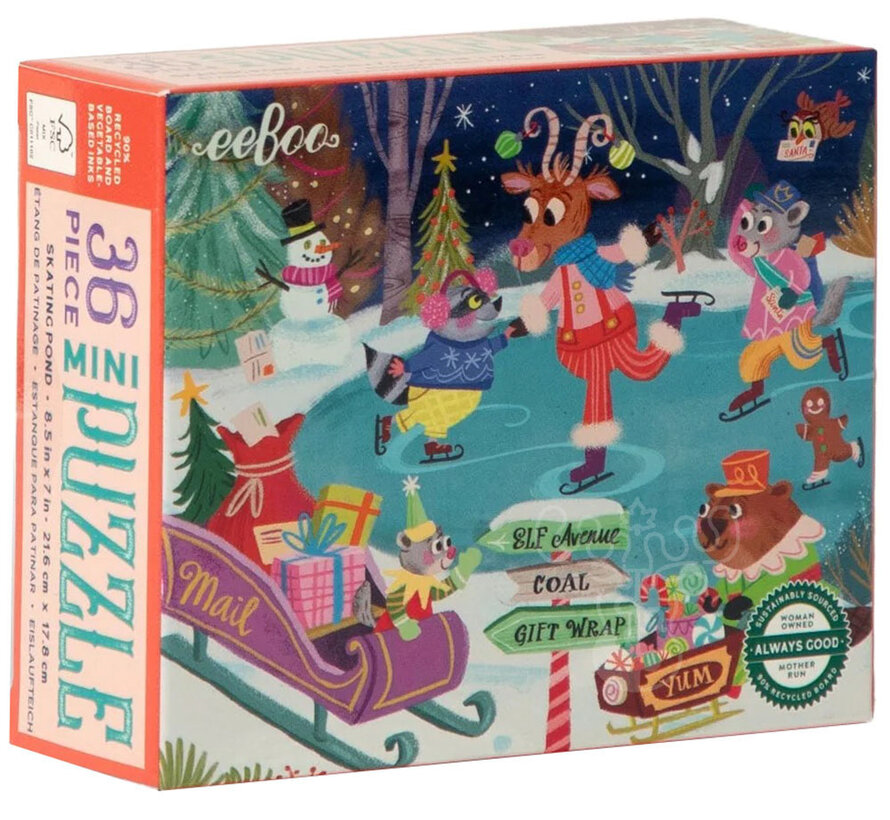 eeBoo Christmas Village: Skating Pond Mini Puzzle 36pcs