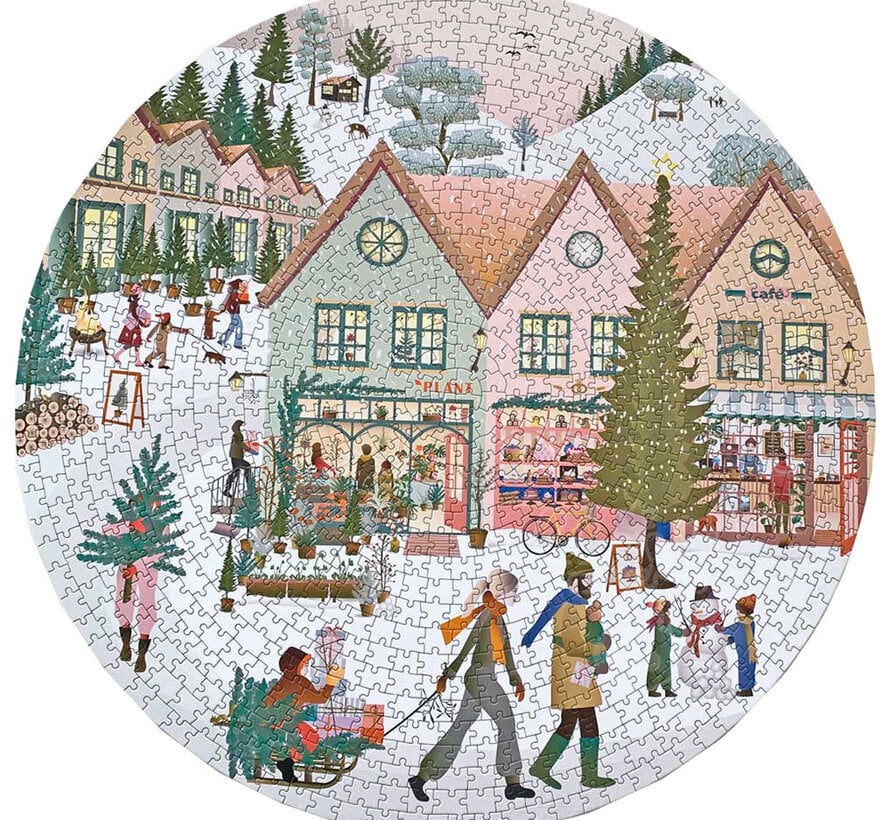 ViSSEVASSE White Christmas Round Puzzle 1000pcs