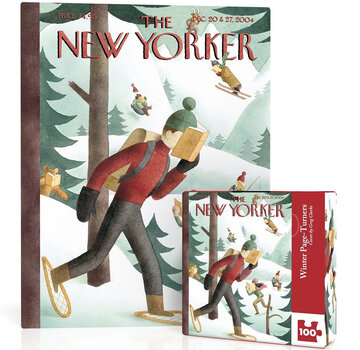 New York Puzzle Company New York Puzzle Co. The New Yorker: Winter Page-Turners Mini Puzzle 100pcs