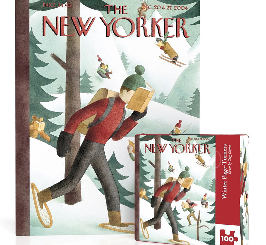 New York Puzzle Co. The New Yorker: Winter Page-Turners Mini Puzzle 100pcs