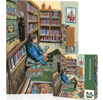 New York Puzzle Company New York Puzzle Co. Jenny Kroik: Bookish Gentleman Mini Puzzle 100pcs